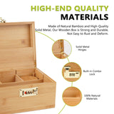 OZCHIN Large Bamboo Box with Combination Lock Decorative box for Home Great Gift Choice Stash Storage Lockbox with Storage Jar, Tray, Resealable Bags and More (Brown) OZCHIN