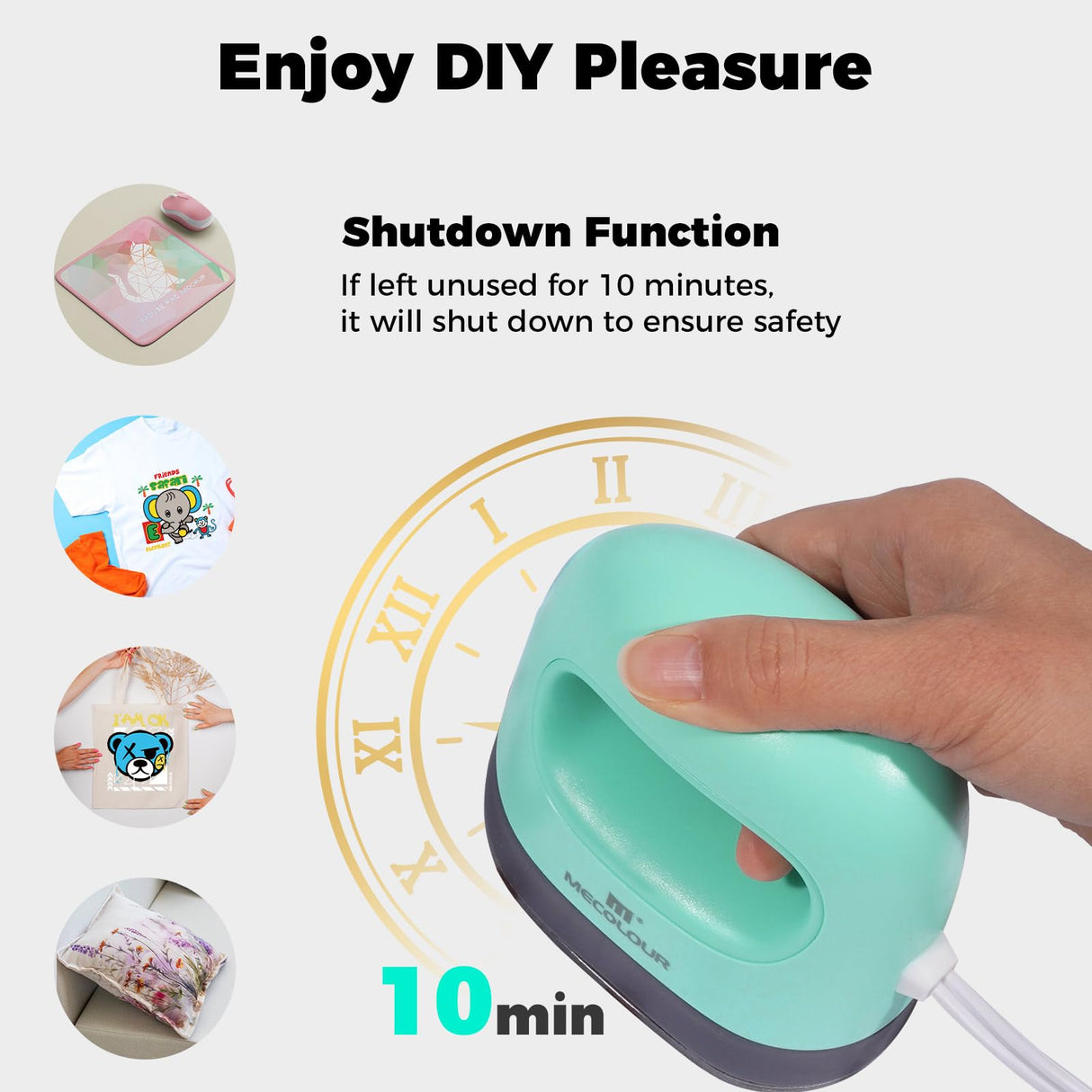 MECOLOUR Heat Press Mini Machine, Small Heat Press Iron with 3 Heat Settings, Heating Evenly for Crafts, T-Shirt, Shoes, Hats,Caps, Pillows and More Heating Transfer Projects MECOLOUR