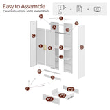 Kubohogar Metal Armoire Wardrobe Closet with 2 Drawers, 71" Tall Wardrobe Cabinet with Doors, Hanging Rod and Adjustable Shelves, White Clothing Storage Cabinets for Bedroom, Home Office Kubohogar
