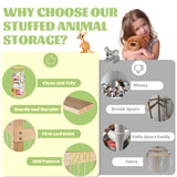 Trycooling Stuffed Animal Zoo Stuffed Animal Storage Wood Plushie Storage Stuffed Animals Zoo Storage Cage with Zoo Pattern Elastic Band for Nursery Play Room Bedroom (Wood) Trycooling