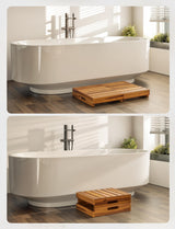 Holana One Foldable Step Stool for Elderly - Acacia Wood High Riser Step Stool for Adults Kid - Wooden Mobility Stepping Stools 400 Lbs Load Capacity for Bathroom Aid Handicap, Bed, Kitchen, Garden HOLANA