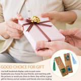 Fumete 50 Pieces Resin Bookmark Holder 5.9 x 1.8 Inches Kraft Sleeves DIY Bookmarks Display Cards for Wrapping Small Business Packaging Supplies Party Favor Gift (Brown, Cute) Fumete