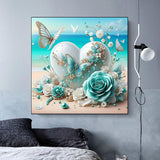 5D Diamond Painting Kits for Adults Beginners, Flowers Heart Diamond Art, DIY Full Round Drill Diamond Dot Gem Art, Butterfly Paintings by Diamond Home Wall Decor 13.78x13.78 Inch Acelii