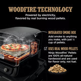 Ninja Woodfire Outdoor Pizza Oven, 8-in-1 Portable Electric Roaster Oven, Heats up to 700°F, 5 Artisan Pizza Settings, Integrated BBQ Smoker Box, Includes Flavored Wood Pellets, Red (Renewed) Ninja
