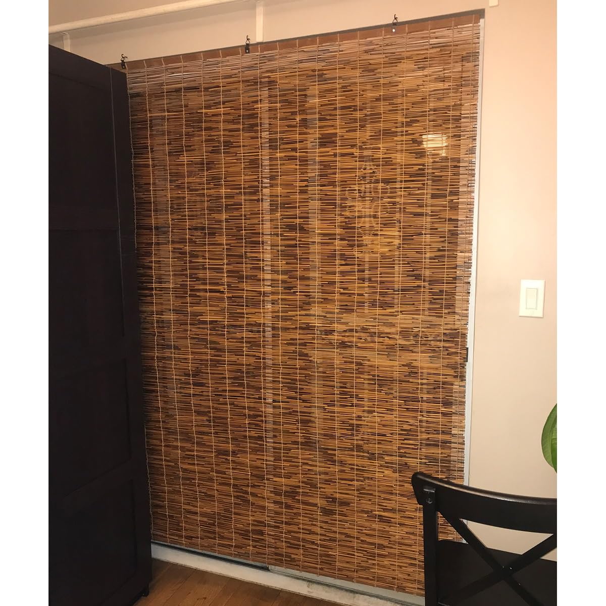 Cordless Bamboo Blackout Blinds for 20-75in Wide Windows Shades, 48-84in Length, Outdoor Bamboo Roller Blinds for Porch or Patio Sun Shades Privacy Protection Roll Up Shades(31x64in(WxH)) ZFSYMGYL