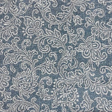 HomePop Home Decor |K7646-A879| Upholstered Modern Rectangular Storage Ottoman | Hinged Lid Ottoman with Storage for Living Room & Bedroom, Blue Denim Jacobean Print HomePop