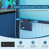 Twin Over Full Size Bunk Bed with 4 Storage Drawers and Bookshelf, Metal Bunk Beds with LED Lights, Charging Station, Loft Bunk Bed with Pegboard, Safety Guardrail and Ladders, for Kids, Teens, Adults mojiasion