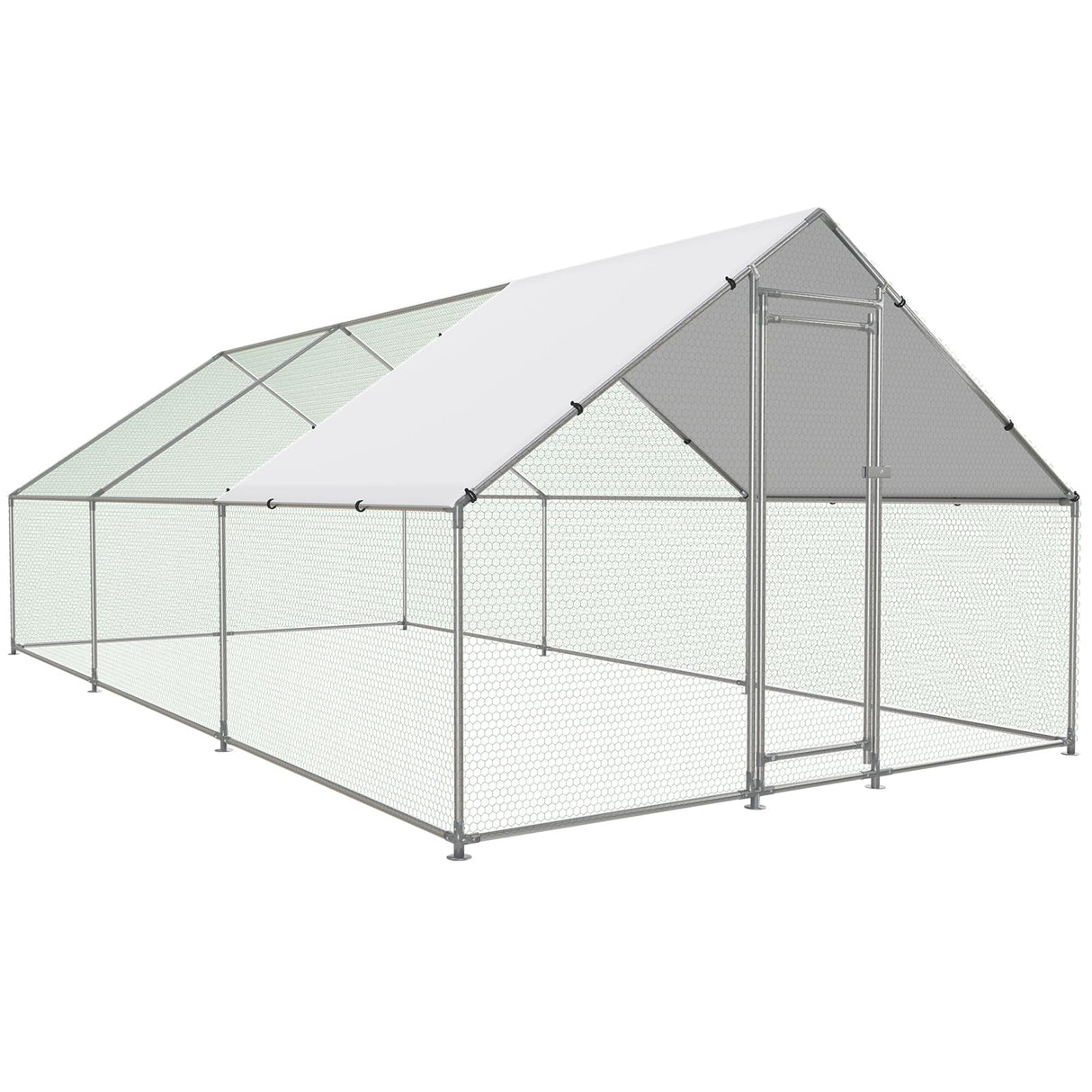 NUGRIART Large Metal Chicken Coop Walk-in Poultry Cage with Water-Resident and Anti-UV Cover Duck Rabbit Cat House Outdoor Chicken Run Pen with Spire Shaped Cage NUGRIART
