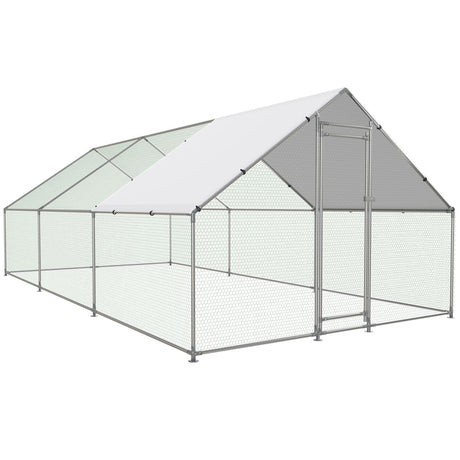 NUGRIART Large Metal Chicken Coop Walk-in Poultry Cage with Water-Resident and Anti-UV Cover Duck Rabbit Cat House Outdoor Chicken Run Pen with Spire Shaped Cage NUGRIART