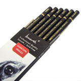 Brusarth Professional Charcoal Pencils Drawing Set - 6 Pieces Soft Medium and Hard Charcoal Pencils for Drawing, Sketching, Shading Brusarth