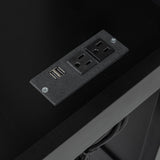 LUMISOL Full Size Gaming Loft Bed with Desk, Wood Bunk Bed Frame with Storage Shelves, LED and Charging Station, Black LUMISOL