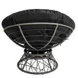 Naomi Home Barcelona Oversized Papasan Chair with Cushion and Frame – Round Wicker Indoor Egg Chair, 360° Swivel Circle Nest Lounge – Bedroom Corner Chair for Adults - Black/Dark Gray Naomi Home