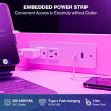 Grandder Gaming Desk 40 Inch with Power Outlet and LED Light, Computer Desk with Reversible Shelves and Storage Drawer, Pc Small Desk for Home Office Table with Bag, Carbon Fiber Pink Grandder