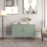 IRONFFICE Metal Storage Cabinet,TV Stand Locker Cabinet,Wide Metal Accent Cabinet with 2 Door,2-Tier Lockable Storage Cabinet,Green IRONFFICE