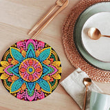 ijbnhd Mandala Diamond Art Coasters Kits for Adults, 8 Pieces Mandala Diamond Painting Coasters with Holder for Beginners 4X4inch (Cork Wooden Pad) ijbnhd