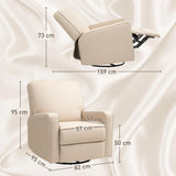 HOMCOM Manual Recliner Chair for Adults, Breathable Fabric Swivel Rocker Recliner with Thick Cushion and Footrest, Adjustable Single Sofa for Living Room, Beige HOMCOM