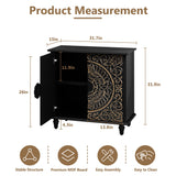 ARTPOWER Accent Cabinet with 2 Doors, Decorative Storage Cabinet with Carved Flower Pattern, Black Sideboard Buffet Cabinet, Wood Credenza with Storage for Entryway, Living Room, Kitchen, Dining Room ARTPOWER