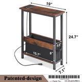 Slim Charging End Table with Storage - For Small Spaces and Bedroom BAMGROW