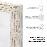 puthiac 8x10 Rustic Picture Frame, Farmhouse Distressed Wood Photo Frame, Shatterproof Acrylic Front, Wall & Tabletop, Vertical/Horizontal, Vintage Art Print Included – Distressed White puthiac