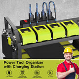 BCJJ Power Tool Organizer Wall Mount with Charging Station, Heavy Duty Steel, 3 Shelves, Black, 26.37 x 7.87 x 14.14 inches, Garage, Workshop, Shed, Tool Room BCJJ