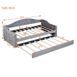 Bellemave Twin Size daybed Frame with Trundle for Adults, Kids, Girls, Teens, Tufted daybeds with Trundle for Living Room, Velvet, (Mattress not Included), Gray Bellemave