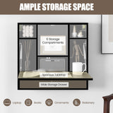 IFANNY Folding Wall Desk, Wood Wall Mounted Desk with Storage Drawer and Shelves, Fold Down Wall Mount Laptop Desk, Corner Floating Desk for Small Spaces (Black) IFANNY