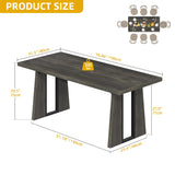 DWVO Rectangle Dining Table for 6-8 People 70.86 Inch Large Dining Room Table Wooden Dinner Table with Heavy Duty Legs for Kitchen Apartment Restaurant Rustic Grey DWVO