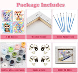 4 Pack Animal Paint by Number for Kids with Wooden Frame, Paint by Numbers for Kids Animals Ages 4-8-12, Easy Elephant Owl Giraffe Zebra DIY Acrylic Oil Painting Kits for Home Wall Decor (8X8 inch) xackcme