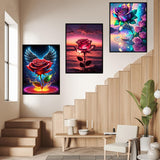 Diamond Art Kits for Adults, 3 Packs Rose Blossom Diamond Art Painting Kits for Beginners, 5D DIY Full Drill Gem Craft for Adult Gifts, Home Wall Decor 12" x 16" croshom