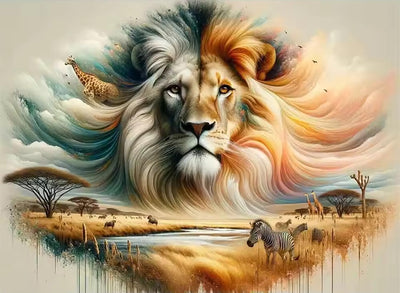 ARPADAMO Lion Diamond Art Kits for Adults,5D Animal Diamond Painting DIY Diamond Art Diamond Painting Kits for Adult,Round Full Drill Diamonds, Diamond Art Kits for Home Decor-12x16inch