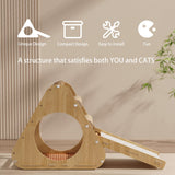 Wooden Cat Tree Tower for Indoor Cats, Scratching Post, Modern Cat Tree Cat Condo, Double-Sided Mat, Ladder with Anti-Scratch Pads, Climbing Web Compact Design (Normal) KWOJU