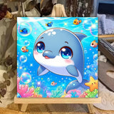 XTCIXAL Paint by Numbers Kit for Kids with Frame, Dolphin Paint by Number Kids Age 5-8-12, Paint by Number with Frame for Gifts and Home Decor 8X8 Inch XTCIXAL