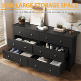 Furmax 6 Wood Drawers Dresser for Bedroom, Double Dresser for TV up to 65 inch, TV Stand Storage Chest of Drawers for Living Room Hallway Entryway (Black) Furmax