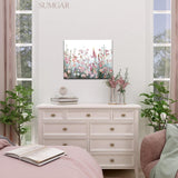 SUMGAR Paint by Numbers kit for Adults Flowers Framed Painting Easy DIY Acrylic Oil Painting on Canvas for Beginner Girls Teens,Pink Wildflower Paint by Numbers Kit with Frame Family Gifts 20" x 16" SUMGAR