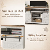 Lifewit Farmhouse TV Stand for up to 65" TV, 33.4" Tall Entertainment Center with Ajustable Shelves, Sliding Barn Door and Open Storage Spaces, TV Console for Living Room, Bedroom， Rustic White Lifewit