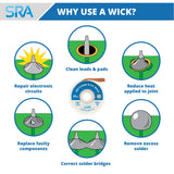 SRA Soldering Wick with Flat Woven Copper Desoldering Braid Strip and No Clean Flux for Easy Damage-Free Solder Removal - 3 Pack 10 Foot Solder Wick Spool SRA Soldering Products