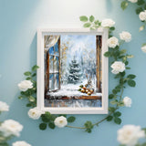 FUKVHIL DIY Canvas Acrylic Paint Kits, Winter Windowsill Snow Scene, Paint by Number Kit for Beginners and Ideal for Home Decor, 40x50cm, Without Frame FUKVHIL