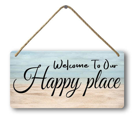 Welcome To Our Happy Place Sign House Door Wall Decor Welcome Signs For Front Door Home Sweet Home Door Wood Welcome Personalized Wooden Hanging The Masleo