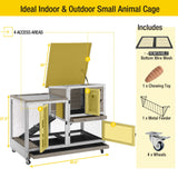 Aivituvin Upgrade Rabbit Cage Indoor Bunny Hutch with Run with Two Deeper No Leak Trays - 4 Casters Include for Outdoor (Mocca) Aivituvin