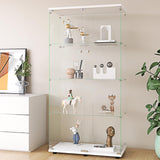 Fulocseny 64.5'' Glass Display 4-Shelf Cabinet in Clear with Two Door, White Modern Curio Cabinet Case Collection Display Case, Floor Standing Bookshelf for Living Room Bedroom Home Office (White) Fulocseny