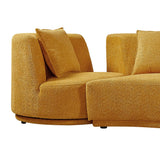 WILLIAMSPACE 109.84" Modern Curved Sofa Couch with 360° Swivel Arm Chair, Modern Upholstery Boucle Sofa 3 Seat Couch with 4 Throw Pillows, Luxury Curved Couch for Living Room Apartment (Yellow) WILLIAMSPACE