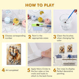 Bowetile Framed Paint by Numbers Horse for Adults Beginners, Adults' Paint-by-Number Horse Kits, Easy Adult Paint by Number Kits on Canvas, Acrylic Animals Number Painting for Home Decor, 8x12in Bowetile