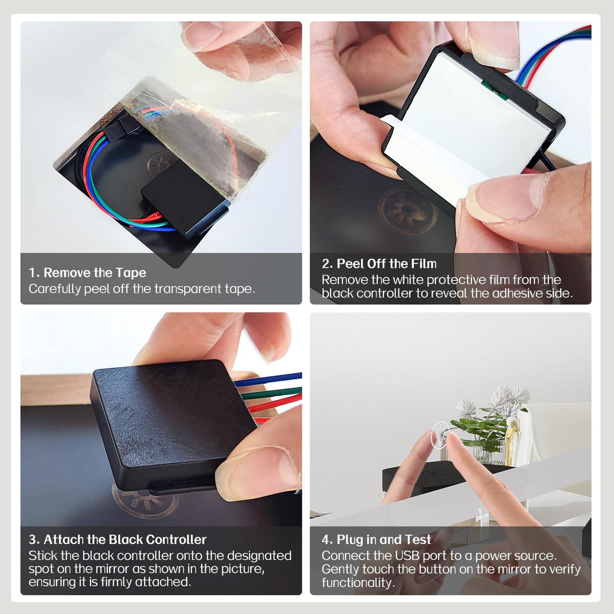 Haewon White Small Vanity Desk Set with Mirror and Lights, Mini Makup Table with Chargin Station and Storage Chair for Compact Space Bedroom Haewon