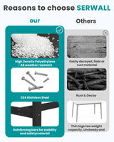 SERWALL 41" Outdoor Bar Table, All Weather HDPE Patio Bar Counter Height Table, Rectangle Patio Bar Table for Outside, Garden, Backyard, Balcony, Poolside, Black SERWALL