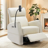 COLAMY Power Recliner Chair Swivel Glider, Upholstered Faux Leather Nursery Reclining Sofa Chair for Living Room/Bedroom/Reading Spaces, Beige COLAMY
