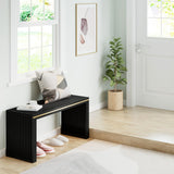 APRTAT Bamboo Dining Bench Indoor Long Bench Entryway Shoe Rack Bench,Outdoor Modern Wood Benches 35 Inch Bamboo Bench for Living Room Hallway Bedroom Bathroom Black Long APRTAT