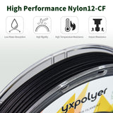 YXPOLYER PA12-CF Filament Chopped Carbon Fiber Nylon Filament 1.75mm 500g 1.1lbs Nylon Filament 1.75 3D Printer Filament yxpolyer