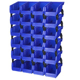 Weysat 24 Pcs Storage Bins Parts Racks, Wall Mounted Tool Storage Bins, Plastic Stackable Garage Storage Bin Organizer for Screws Bolts Nuts Nails Beads Small Hardware Parts Storage Men Gift Tools Weysat