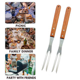 VOJACO Carving Fork, Meat Fork (2 Pack), 13 Inch Cooking Forks with Wooden Handle, Heavy Duty Stainless Steel BBQ Fork, Long Metal Chef Kitchen Forks for Barbecue, Serving, Cooking, Grilling, Roasting VOJACO