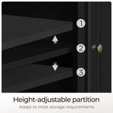 Yaheetech Black TV Stand with Power Outlet for TVs up to 65 in, Modern Media Entertainment Center with Doors & Storage Shelf, Wooden TV Console with 6 Robust Legs for Living Room Yaheetech